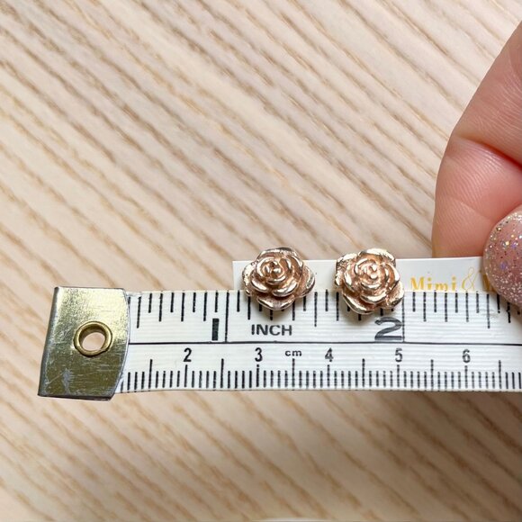 Rose Earrings with Rose Gold Vermeil 🌹 - Picture 3 of 5